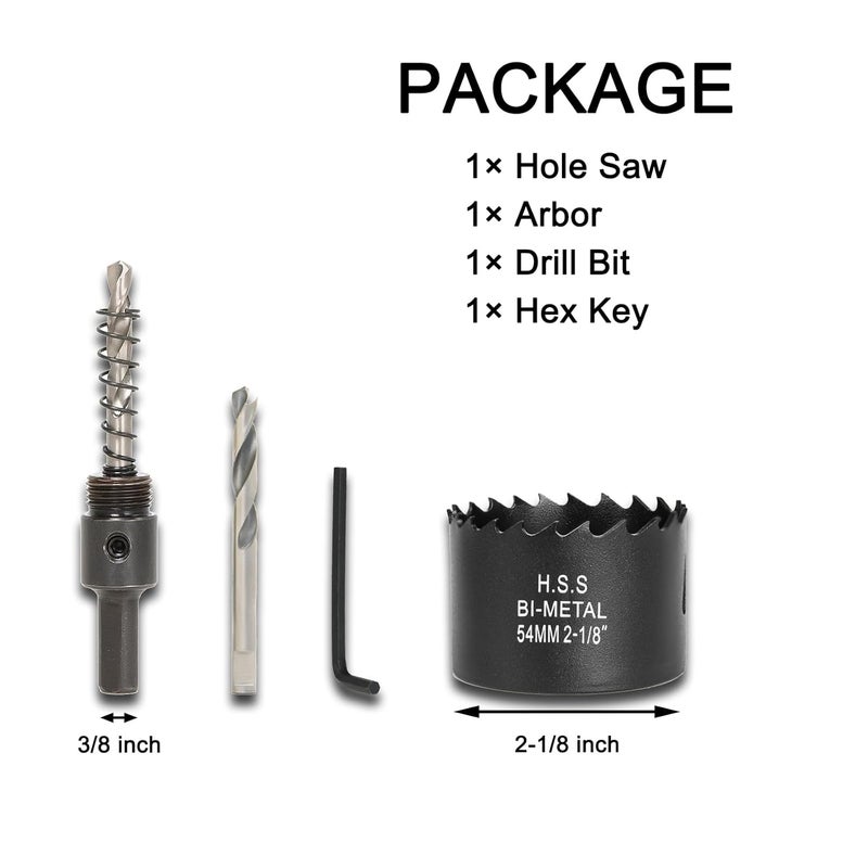 VIKITON 2-1/8 Inch Hole Saw with Arbor for Wood Metal Plastic, 2.1 in Bimetal Hole Cutter, Fast Chip Removal, Smooth Flat Drilling Edge, Lightweight & Portable (Black) - Image 2